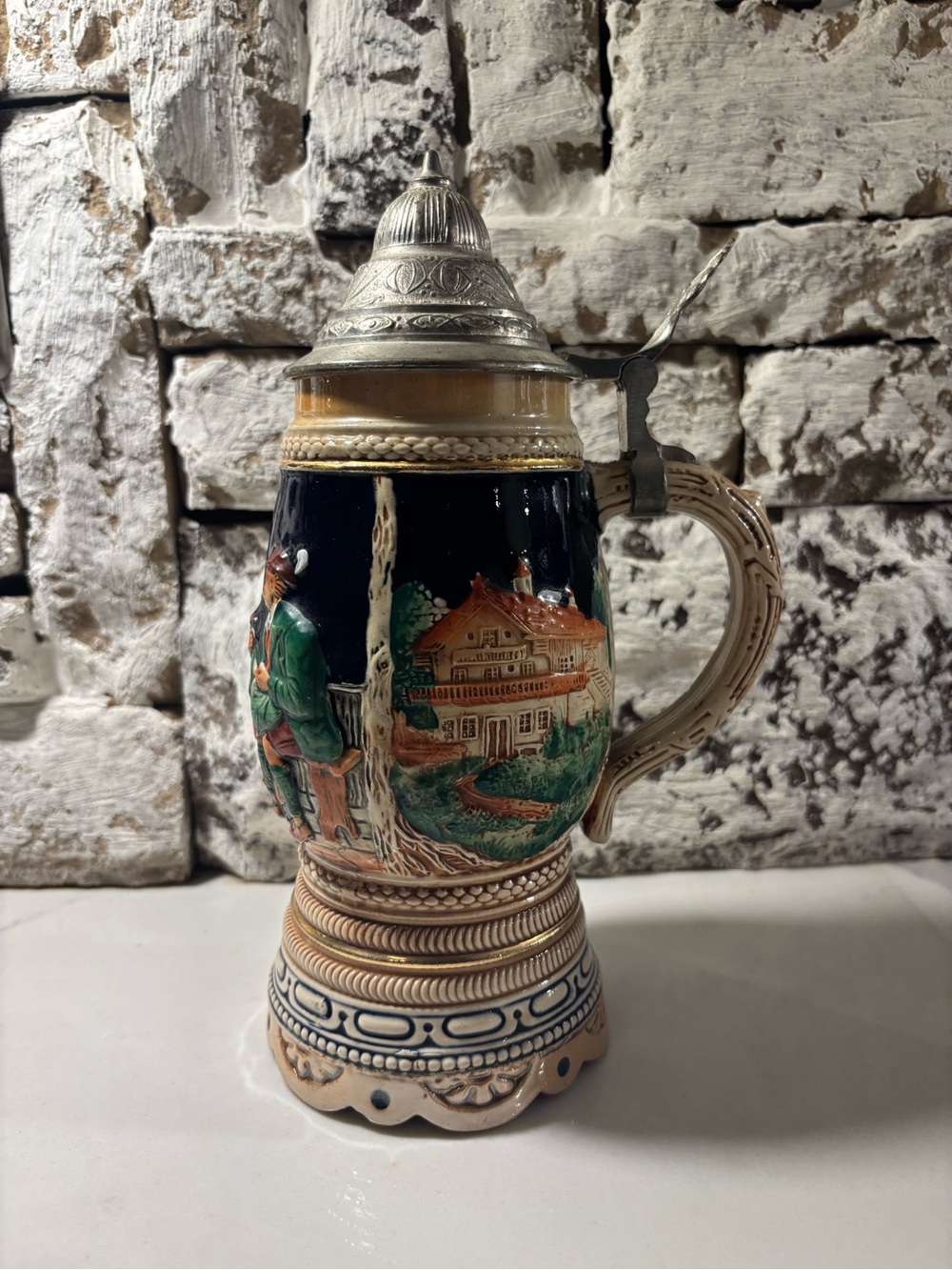 Vintage-German Beer Stein with Music Box plays Lily Marleen